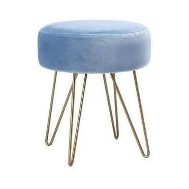 Imagem de Banqueta Ottomans para os pés, apoio para os pés otomano, banco pequeno, apoio para os pés, mesa lateral com perna de metal/azul
