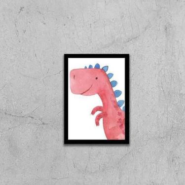 Imagem de Quadro Decorativo Infantil Dinossauro Rosa 24X18Cm - Quadros On-Line
