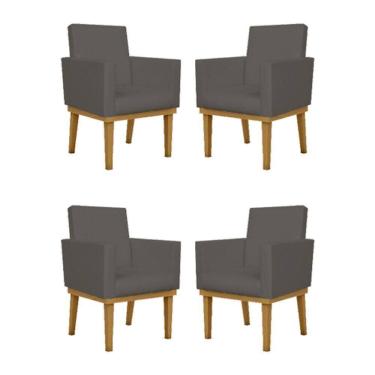 Imagem de Kit 04 Poltronas Decorativa Reforçada Courino cinza