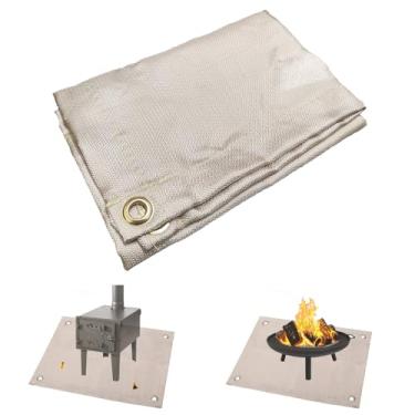 Imagem de AWISEFULL Tapete de fogão a lenha 50,8 cm Tapete de fogueira à prova de fogo resistente ao calor para piso de acampamento e proteção de barraca quente