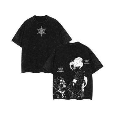 Imagem de Camiseta Unissex Oversized Vintage De Algodão Pesado Y2K Anime Arc Lav