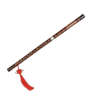 Imagem de Flauta de bambu vintage F Tune instrumento tradicional de sopro de madeira desempenho profissional para iniciantes