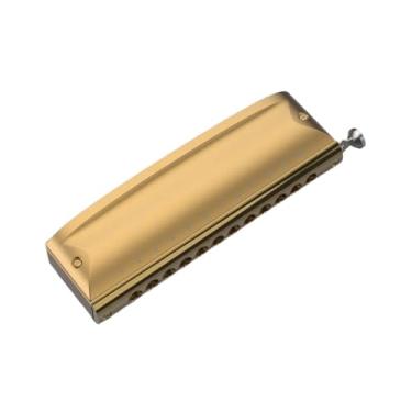 Imagem de Gaita profissional adequada para iniciantes e adultos gaita cromática de 12 furos (ouro C)