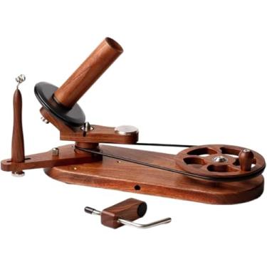 Imagem de Enrolador de fios, enrolador de bolas de fio de madeira para tricô e crochê, enrolador de bolas de madeira de nogueira natural resistente feito à mão, para artesanato DIY