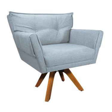 Imagem de Poltrona Giratória Anitta Linho Cinza A05 Base De Madeira Ma30 D03 - D'rossi