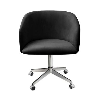 Imagem de Poltrona Atenas Base Giratória Com Rodinhas Cor:veludo Preto 410 Veludo Preto 410