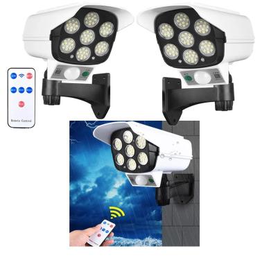 Imagem de Luminaria Solar Camera Falsa Sensor Movimento Controle Kit 2