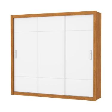 Imagem de Guarda Roupa Casal Lotse 3 Portas De Correr Sem Espelho Carioca Moveis Cinamomo-neve