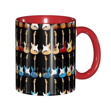 Imagem de Zeraoke Caneca de café criativa com estampa de guitarra artística, personalizada, presente para família, tamanho de 325 ml, unissex