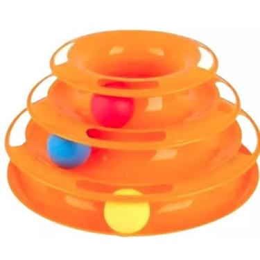 Imagem de Torre de bolinhas 4 níveis para gatos - Elo pet, Laranja