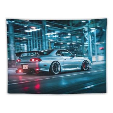 Imagem de HouLaiZhe JDM Tapeçaria de carro esportivo S15 corrida esportes legal Jdm pendurar na parede quarto decoração de casa tapeçarias estética piquenique decoração de parede arte de parede para dormitório
