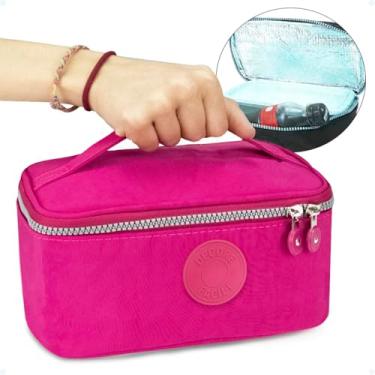 Imagem de Bolsa Termica Marmita Feminina Masculina Fitness Pequena Marmiteira Lancheira Termica Infantil Adulto 2,2 Litros P/Lanches Garrafinha Camping Praia Viagem Academia Freezer Passeio Escola Rosa Escuro