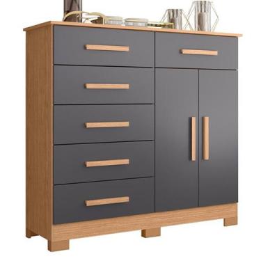 Imagem de Cômoda Xangai 6 Gavetas Freijó/Titanium - ABZ - Albatroz