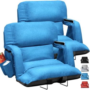 Imagem de Bancos de estádio amplos com suporte para as costas, pacote com 2, cadeiras de arquibancada extragrossas com design exclusivo "estilo sofá" com encosto e almofada, 6 posições reclináveis - o máximo