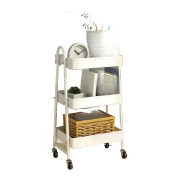 Imagem de Carrinho De Armazenamento, TrêS Prateleiras Com RodíZios, Adequado Para Cozinhas, Lavandarias E Despensas(Branco)