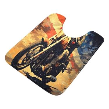 Imagem de Burbuja Tapete de banheiro Skeleton Driver, tapete de banho absorvente de pelúcia macio, base de vaso sanitário antiderrapante para piso de banheiro, oval em forma de U