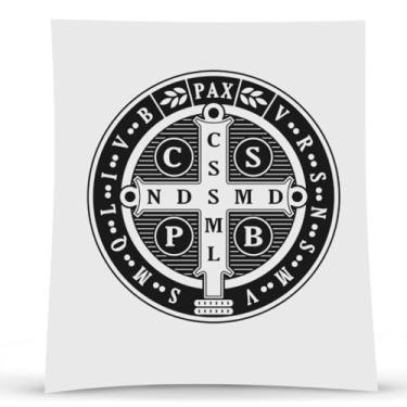 Imagem de Graviarte - Cartela 5 Adesivos Medalha São Bento Cruz DTF UV Prova D'água