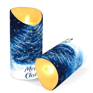 Imagem de Blueangle Pacote com 2 velas de flocos de neve para árvore de Natal sem chamas com controle remoto e temporizador, velas LED cintilantes (7,6 cm x 9,9 cm) para decoração de casa, casamento