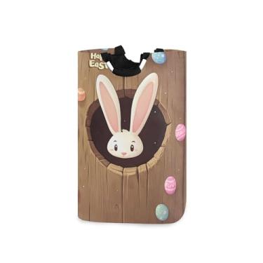 Imagem de xigua Cesto de roupa suja grande de orelhas de coelho da Páscoa com alça, cesto de roupas dobrável para organização de brinquedos e roupas no quarto, banheiro e lavanderia