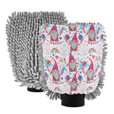 Imagem de STAYTOP Luvas de lavagem de carro Independence Day, 2 peças, luvas de microfibra de chenille, sem arranhões, panos de esponja de lavagem ultra absorventes para carros, limpeza doméstica - M
