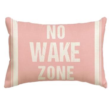 Imagem de JAERUE Capa de almofada náutica citação engraçada sem zona de despertar fronha lombar 30 x 50 cm decoração de casa do lago capa de almofada aventura costeira para varanda sofá-cama (rosa)