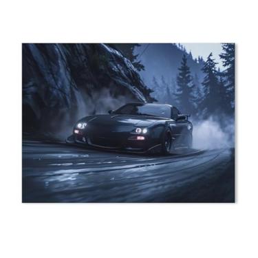 Imagem de HouLaiZhe Drift Sports Car Rx7 Jdm Night Cool Posters Tela Estética Decoração de Parede Pintura de Parede Impressões Sala de Galeria Decoração de Parede para Quarto Sala de Estar Escritório 18 x 24