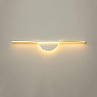 Imagem de Luminária de parede LED linear para banheiro, 60 cm (23,6 polegadas), 3000K branco quente, moderna, para sobre o espelho, em alumínio.