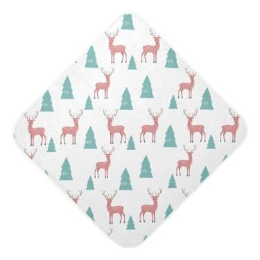 Imagem de Burbuja Toalha de banho de bebê de cervo de árvore de inverno - Toalha com capuz de musselina macia e absorvente para recém-nascidos e bebês, 76 x 76 cm