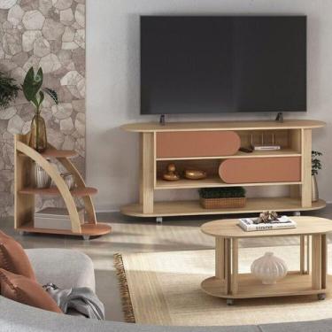 Imagem de Kit 3 Peças com Rack para TV até 65 Polegadas, Mesa de Centro e Mesa L