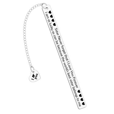 Imagem de Marcador de livro de metal para irmãs, marcador de livro inspirador para irmãs, presente de aniversário para mulheres, lembranças, presente