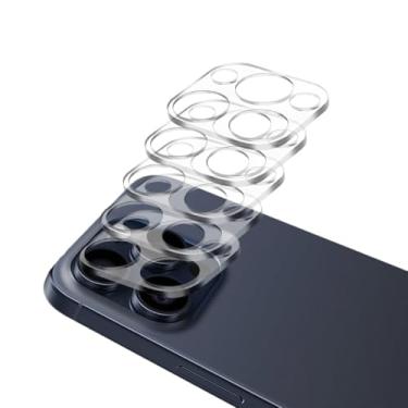 Imagem de Pacote com 5 protetores de lente de câmera de vidro temperado para iPhone 12 Pro Max de 6,7 polegadas, Ultra HD, dureza 9H, antiarranhões, compatível com capas, fácil de instalar [Sem afetar fotos