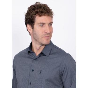 Imagem de Camisa Aleatory Fil a Fil Manga Longa Azul Escuro-Masculino