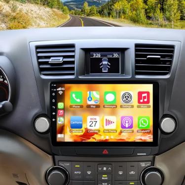 Imagem de Rádio automotivo 4G + 64G para Toyota Highlander 2008 2009 2010 2011 2012 2013, sem fio e Android Auto com Android 13, compatível com Bluetooth/controle de voz/GPS/WiFi/SWC/FM, tela sensível ao toque