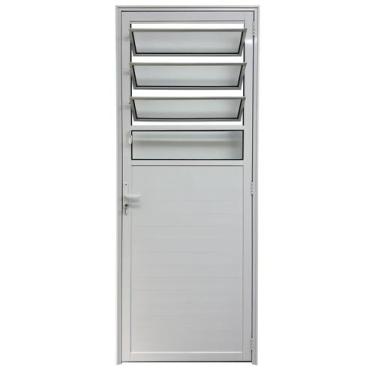 Imagem de Porta De Aluminio Basculante Lambril Branco Linha 25 - 210x100 Direita