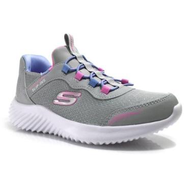 Imagem de Tênis Infantil Feminino Skechers Bounder, Cinza, 31