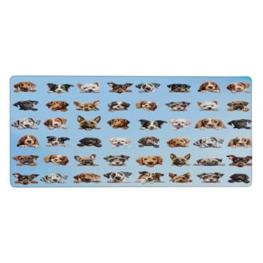 Imagem de Tapete de rato grande azul animal cão impermeável computador estendido tapete protetor de mesa tapete antiderrapante base de borracha para escritório, computador, teclado, laptop e mesa de casa