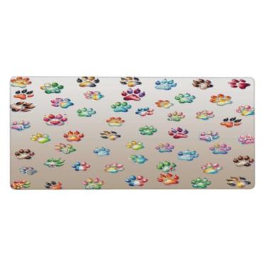 Imagem de Tapete de rato grande e fofo com pata e cachorro, à prova d'água, protetor de mesa estendido para computador, base de borracha antiderrapante, para escritório, computador, teclado, laptop e mesa de