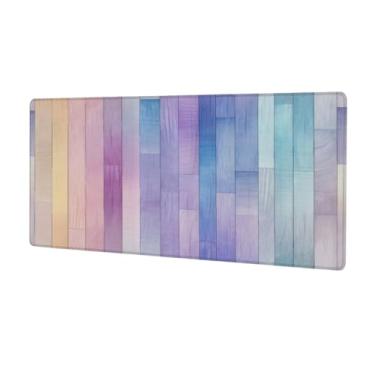 Imagem de Tapete grande de madeira colorido para mouse pad à prova d'água para computador protetor de mesa estendido tapete de borracha antiderrapante para escritório, computador, teclado, laptop e mesa de casa