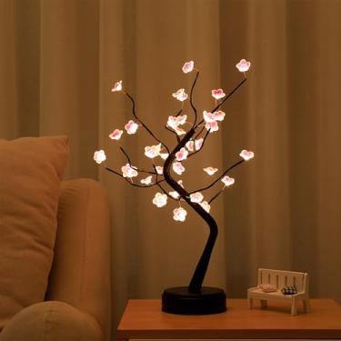 Imagem de 36 luzes LED de flor de cerejeira brilhante, árvore artificial DIY operada por bateria/USB, lâmpada de árvore de mesa para quarto, Natal, decoração de quarto interno, luzes noturnas (branco quente)