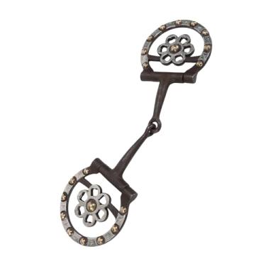 Imagem de Luocute Boca de Cavalo, Mordida de Bridão de Bronze Antigo Com Aço de Baixo Carbono e Placas Decorativas para Equitação de Treinamento de Cavalos, Placas Decorativas Artesanais de Bits