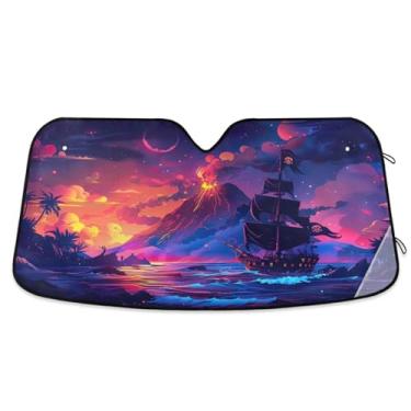 Imagem de Capa de para-brisa de carro de navio pirata para proteção solar UV para-brisa para-sol para caminhões médio