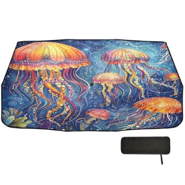 Imagem de Guarda-sol Jellyfish Ocean Glow Umbrella para carro para-brisa cobertura completa caminhão para-sol para-brisa frontal 147.3 cmx75.4 cm