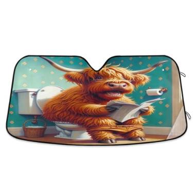 Imagem de Guarda-sol engraçado de vaca para para-brisa de carro proteção UV persianas de janela frontal de carro médio