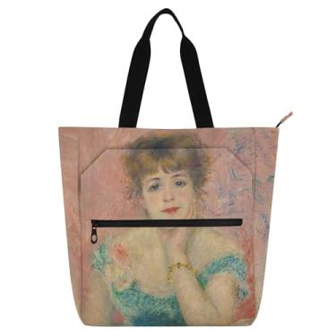 Imagem de GAIGEO Renoir Bolsa de trabalho feminina de lona com zíper, bolsa de praia, bolsa carteiro com compartimentos