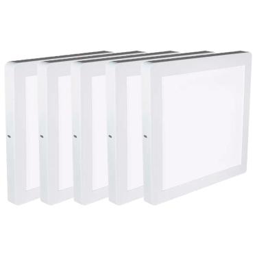 Imagem de Kit 5 Luminária Plafon Led Quadrado Sobrepor 24W 3000K Noll