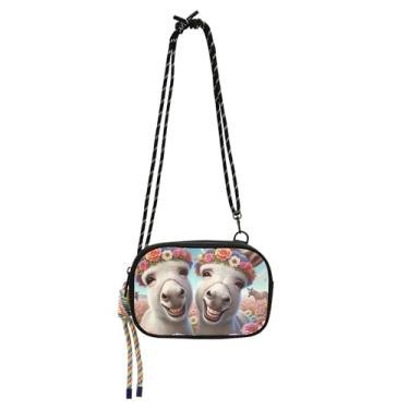 Imagem de Bolsas pequenas transversais bolsas femininas bolsas de ombro bolsas de cinto bolsa carteira para celular bonito burro sorrindo animal