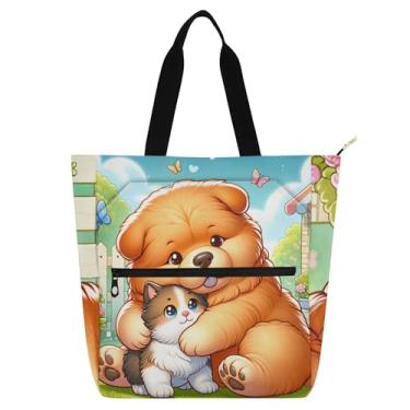 Imagem de GAIGEO Sacolas femininas para trabalho de cachorro Chow Chow Chow com zíper, bolsas fofas para amantes de livros