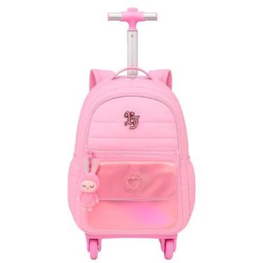 Imagem de Mochila de Rodas 360º Feminina Juvenil Chaveiro de Pelúcia - Denlex, R