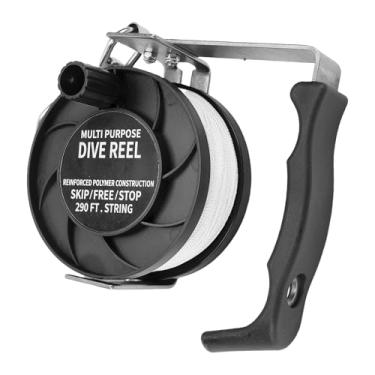 Imagem de Alomejor Carretel de Mergulho Com Rolha de Polegar, Suporte de Linha de Mergulho Subaquático de Segurança, âncora de Caiaque para Com Snorkel Linha Branca de 290 Pés (Preta)