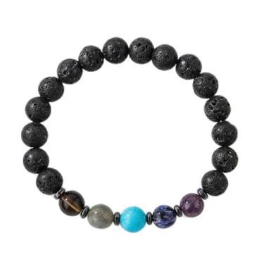 Imagem de Pulseira exclusiva do zodíaco Sagitário - Contas de pedra vulcânica combinam pedras naturais com cartão do zodíaco, presente de aniversário para fãs de astrologia